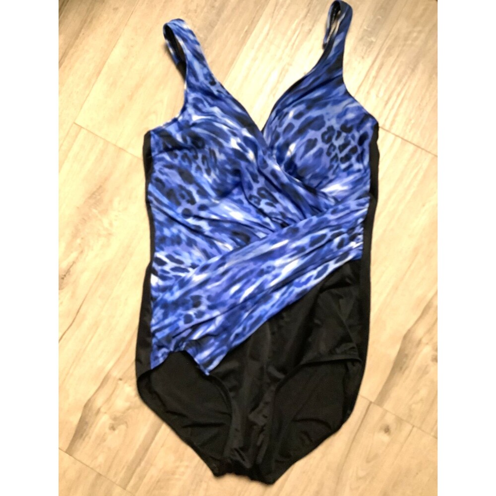 Miraclesuit One-Piece Swimsuit Leopard Print Delphine Blue READ